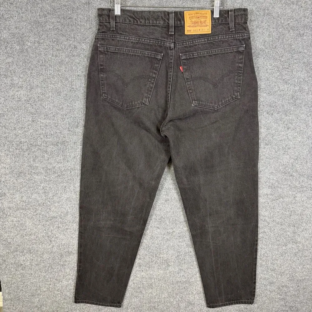 Vintage Levis 550 Men Jeans 38x30(36x30) Black Relaxed Fit Tapered Leg Denim USA